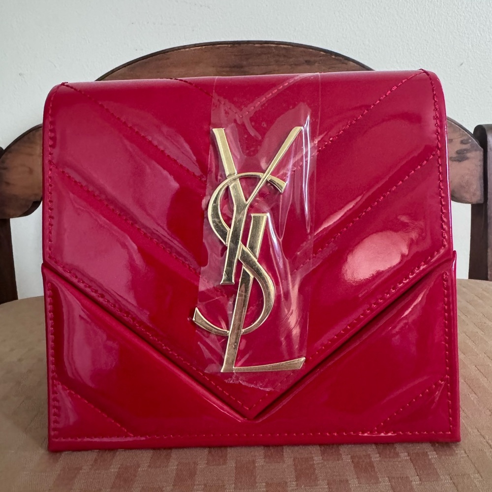 NEW YSL Red Patent Vanity Case HTF GWP Designer Logo In-Store Exclusive Gift
